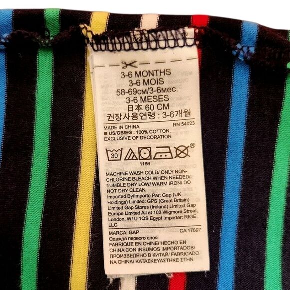 GAP Baby Boys Striped Multicolor Bodysuit with Bear Logo 3-6 Months 100% Cotton - Picture 11 of 12